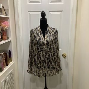 Sheer Animal Print Long Sleeve Blouse